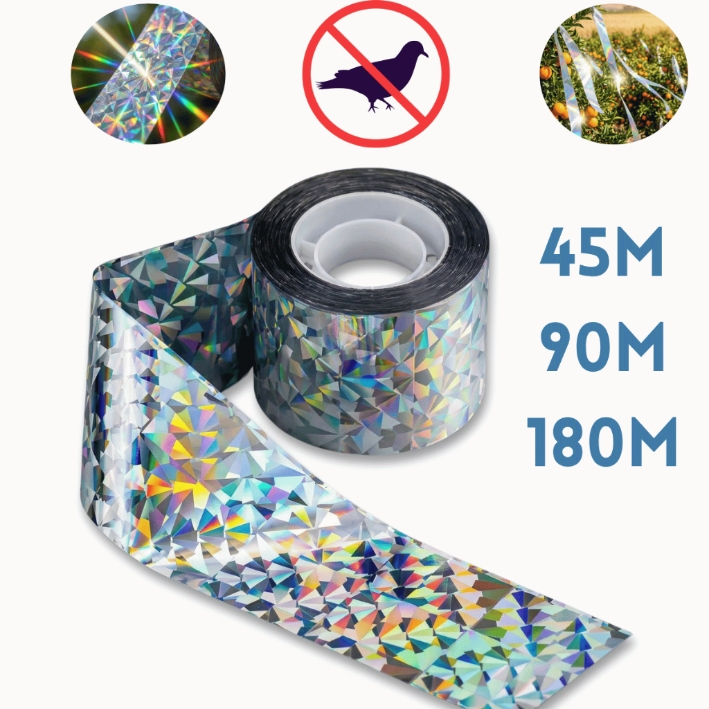 Fita Refletiva Espanta Pássaros Repelente Pombo/Aves 45 e 90m Proteção Jardim Planta Telhado Sacada