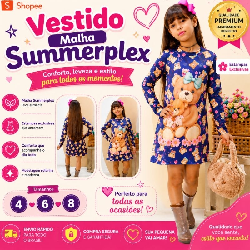 Vestido Infantil Menina  Inverno/Vestido feminino infantil/Vestido Infantil barato/ Vestido Blogueirinha