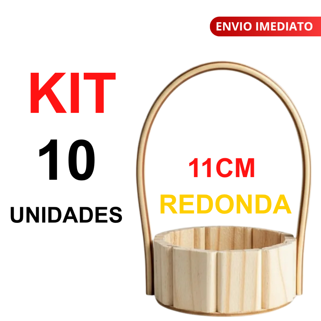 Kit 10 Cesta Mini Redonda 11 Centímetros