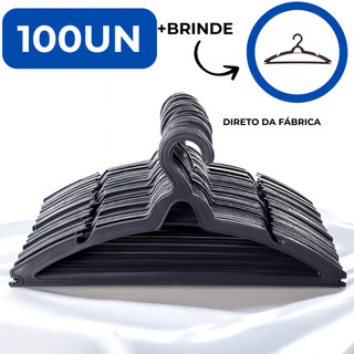 Kit 100 Cabides Para Roupas Cabide Reforçado Organizador de Guarda Roupas Arara