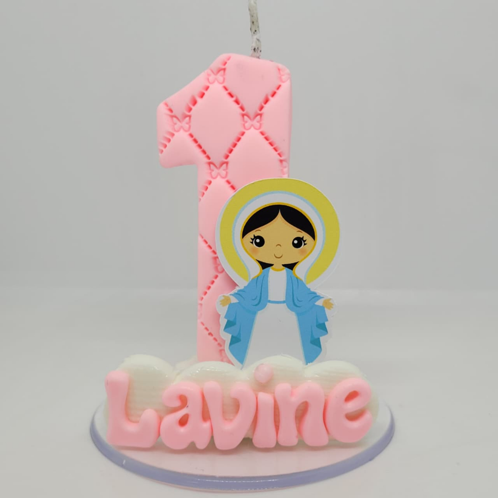 VELA PERSONALIZADA - NOSSA SENHORA DAS GRAÇAS BABY VELA DE BISCUIT PARA FESTA DE ANIVERSARIO