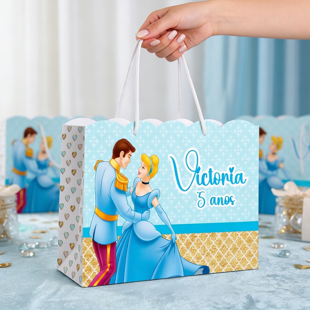 Sacolinha Personalizada Cinderela Princesa  Lembrancinha Festa Infantil Menina