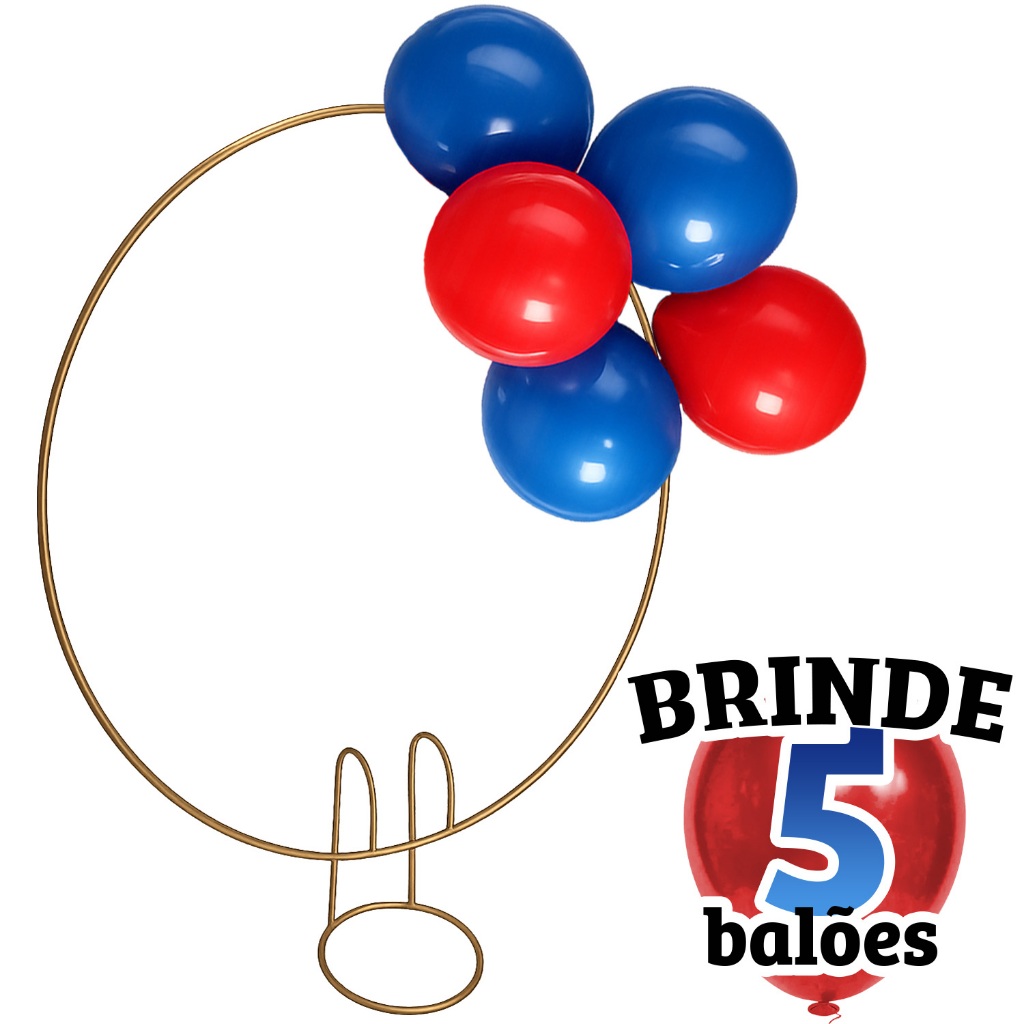 Arco De Mesa com Balões Grátis Painel Pé Redondo Dourado Festa Bexiga Mini 50cm Dourado
