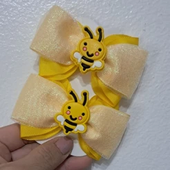 Par de laço infantil abelinha ou faixinha de bebê temática abelha amarelo