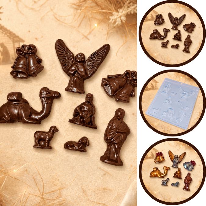 1~10 Forma Simples Presépio 171 (h9) em Acetato BWB Para Bombom e Doces Para Natal e Festas Natalinas. (CHOCO)
