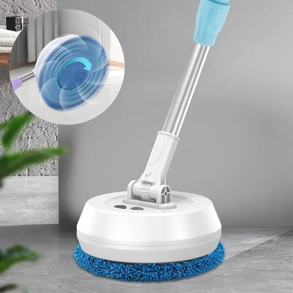 Mop Elétrico Giratório Recarregável Com Cabo Extensor Limpeza Multiuso Piso Vidro Parede