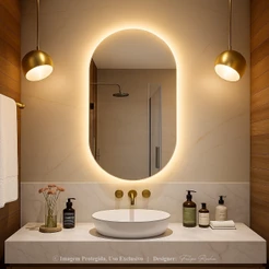 Espelho Oval com LED para Banheiro Lavabo Penteadeira Quarto Sala Decorativo