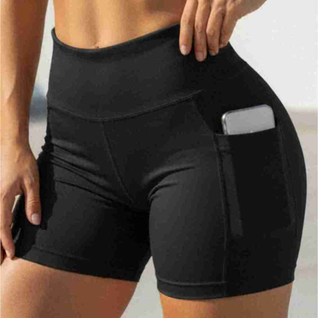 Short Feminino Academia Com Bolso Lateral Bermuda Cintura Alta Legging pilates e Ginastica Fitness