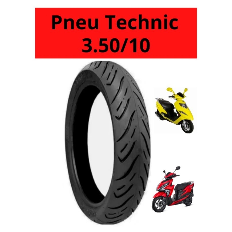 Pneu Traseiro Technic Sport R 3.50/10 S/C Moto Honda Elite 125 Burgman 125 Dafra Smart 125 Alta Durabilidade