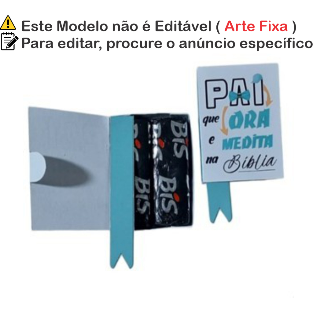 Mini Livro Caixinha Dia dos Pais | Lembrança Cristã | Presente Evangélico para Pai | branco com azul  cod paiBa