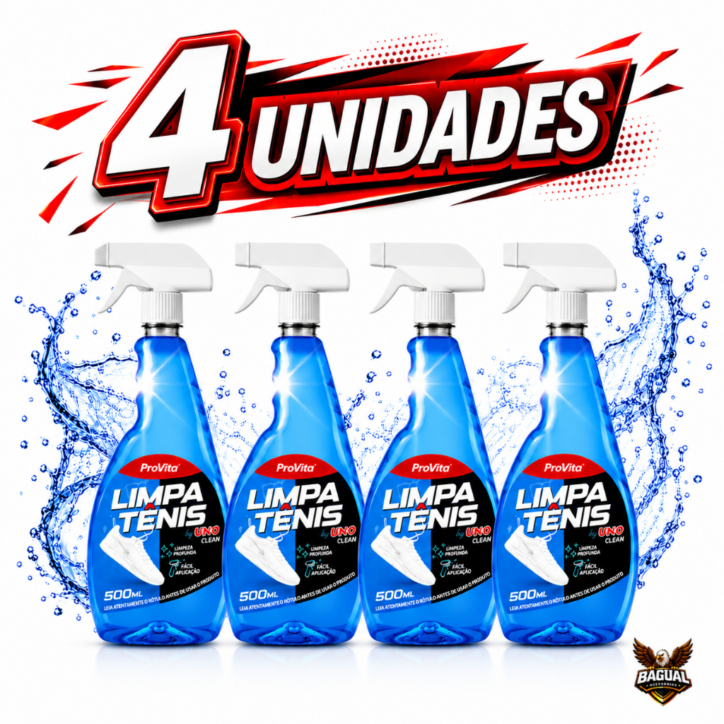 Kit até 4 unidades Spray Limpa Tênis  Premium Provita Limpeza Profunda, Eficaz e Mágica 500ml- Perfmado- 1UN/2UN/3UN/4UN
