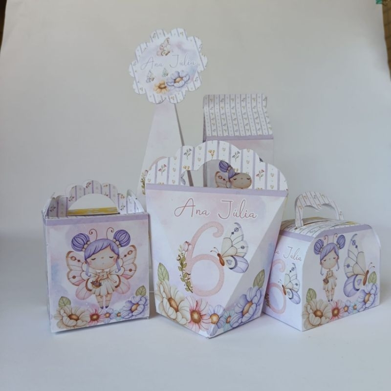 Kit Festa Personalizados JARDIM DAS BORBOLETAS  Caixinhas Lembrancinha para festa PEGUE E MONTE