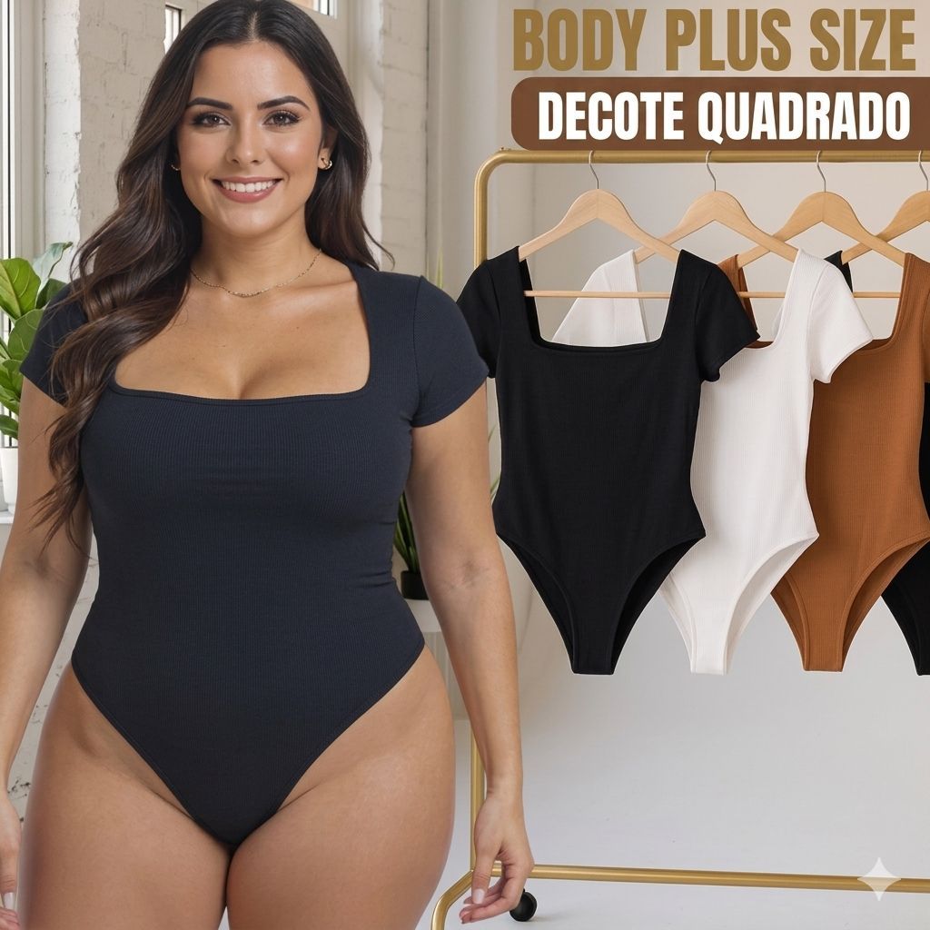 Body feminino plus size manga curta look plus size bores femininos modelador decote quadrado