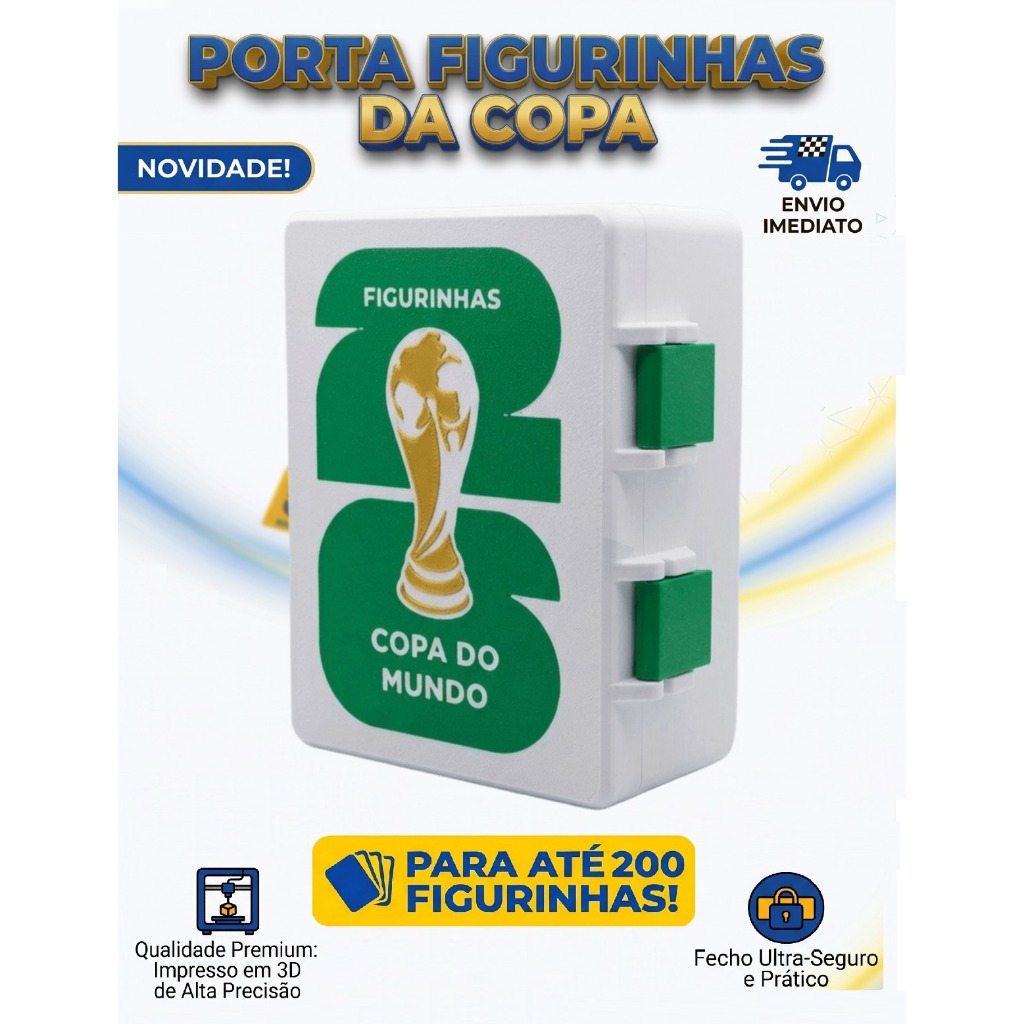 Porta Figurinhas Álbum Copa do Mundo 2026 – Organizador Álbum – 200 Figurinhas Álbum – Várias Cores
