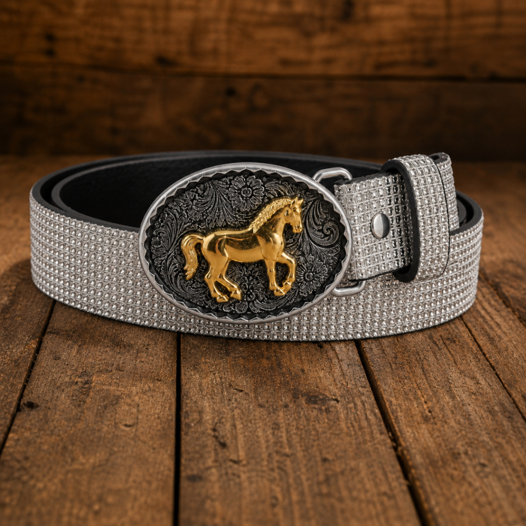 Cinto country Infantil Cowgirl Brilhante com Fivela Country Cavalo Festa Junina