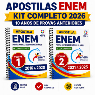 Apostilas ENEM Kit Completo 2026 com 10 Anos de Provas Anteriores (de 2016 a 2025) opção 3 e 5 anos
