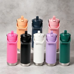 Garrafa Térmica Inox 650ml com Isolamento a Vácuo e Alça | Mantém Quente e Frio com Canudo