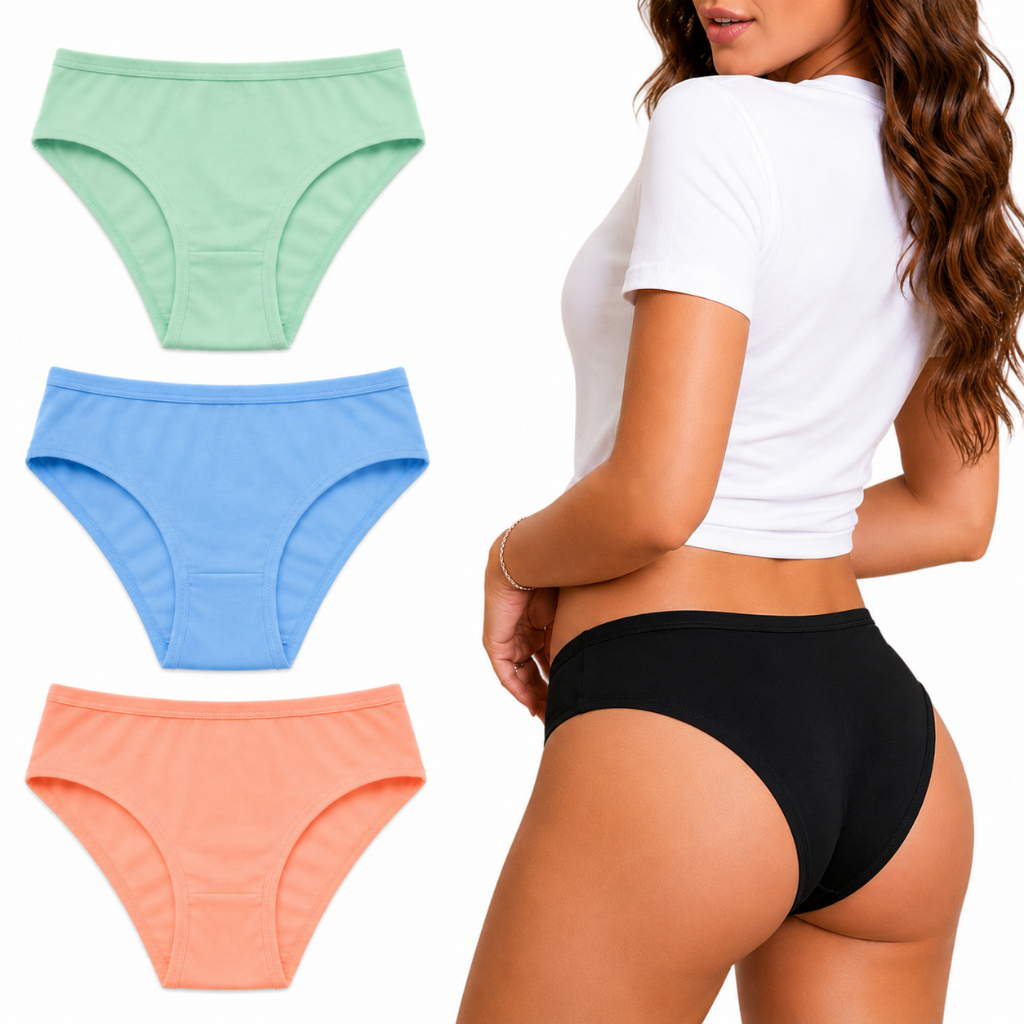 Kit Calcinha Feminina Adulto 100% Algodao Basica Cores Lisas