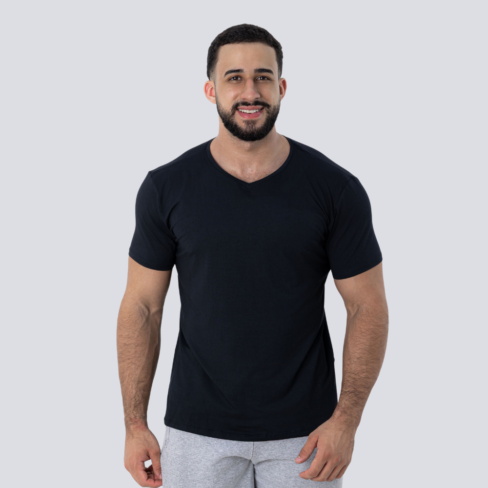 Camiseta Masculina Modal Premium Tecnológica Gola V Anti Odor Não Amassa Secagem Rápida ZEEK