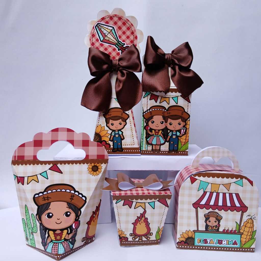 Kit Caixas Festa Junina/  Personalizada /Lembrancinha de Festa /Aniversário/São João/Festa Junina