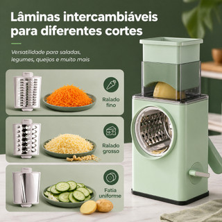 3 em 1 Multiuso Ralador de Queijo Fatiador Legumes Cortador Vegetais Manual Cozinha Giratorio Manivela Ralador Multifunc