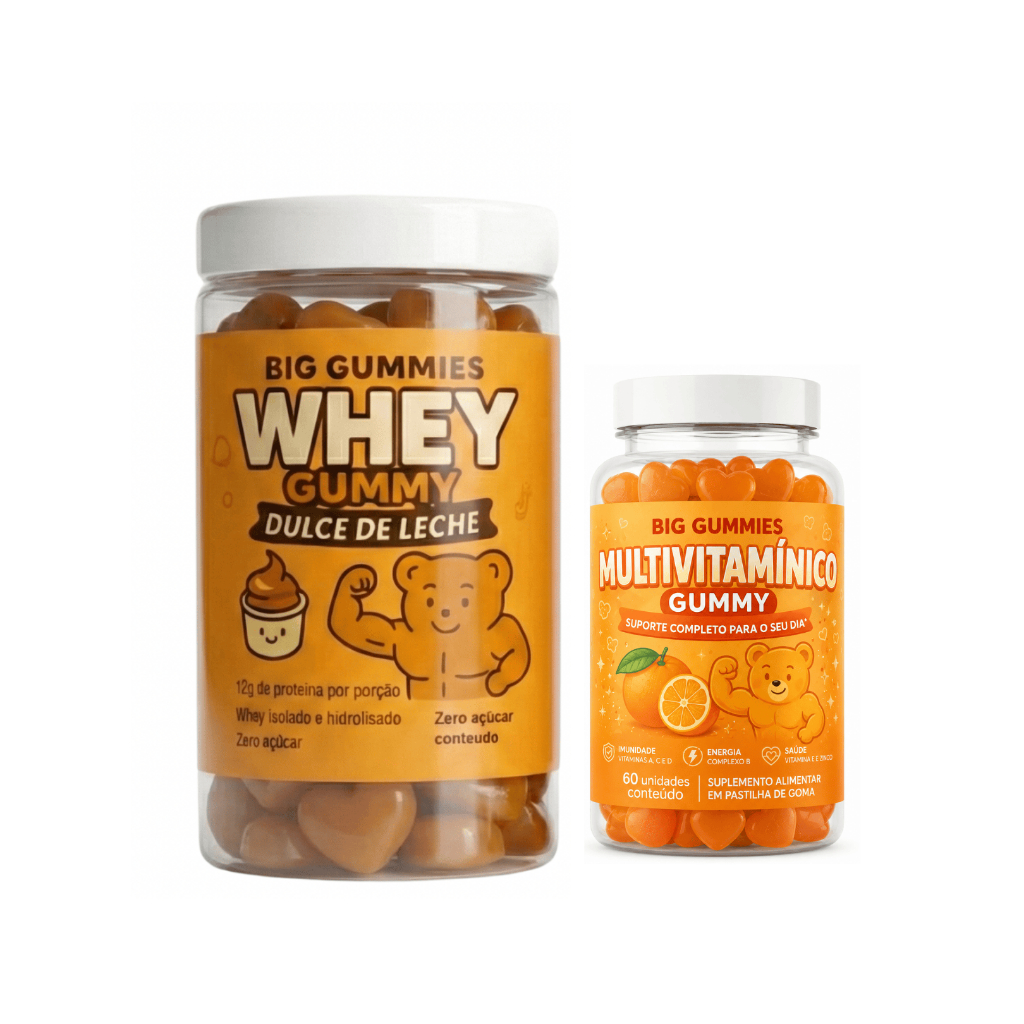Kit Big Gummies — Whey Dulce de Leche + Multivitamínico Laranja