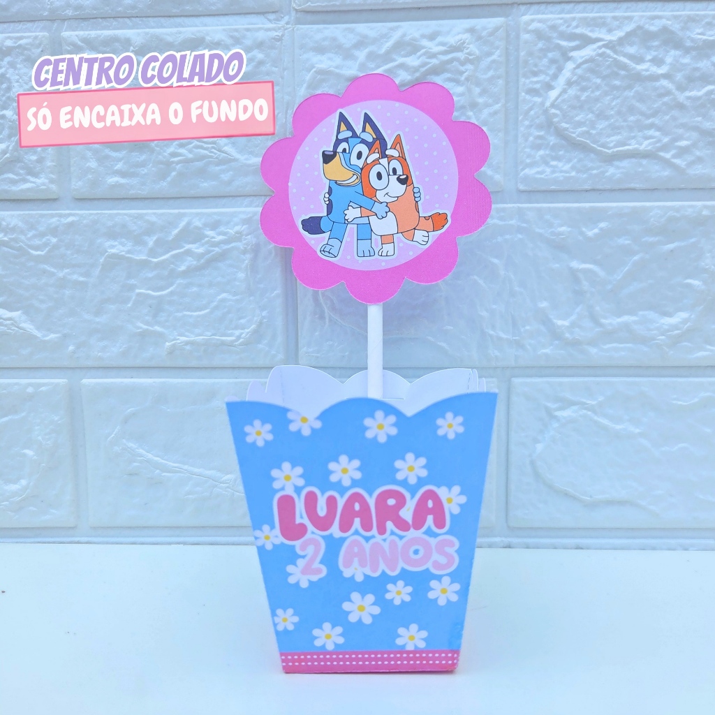 Cachepô Centro de Mesa Bluey Menina | Personalizado | Lembrancinha de Festa | Aniversário