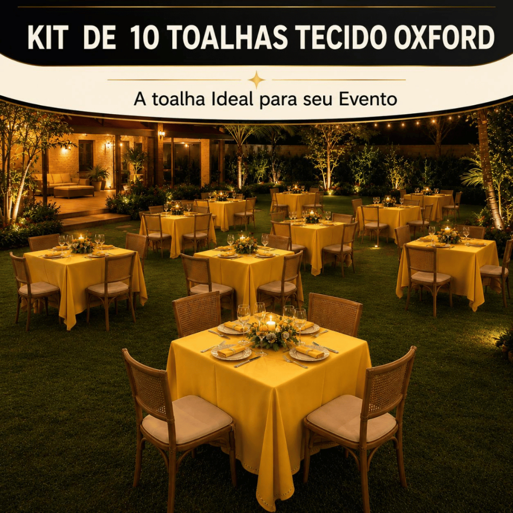 Kit 10 Toalhas  1,50m X 1,50m Oxford Festa Buffet Decoração Acabamento Em Overloque