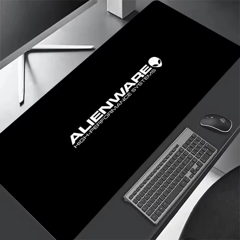 Mousepad Gamer 80x30 E 90x40 Antiderrapante Alienware High Performance Space Logo Black Metal Minimalista SUB