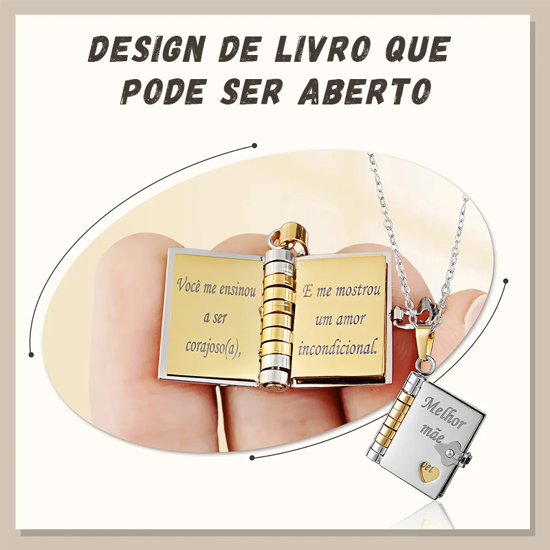 Colar Letras Livro Titanio 7.5cm Caixa Verde 2 Correntes c/ Reserva – Dia Namorados — imagem 2 de 2