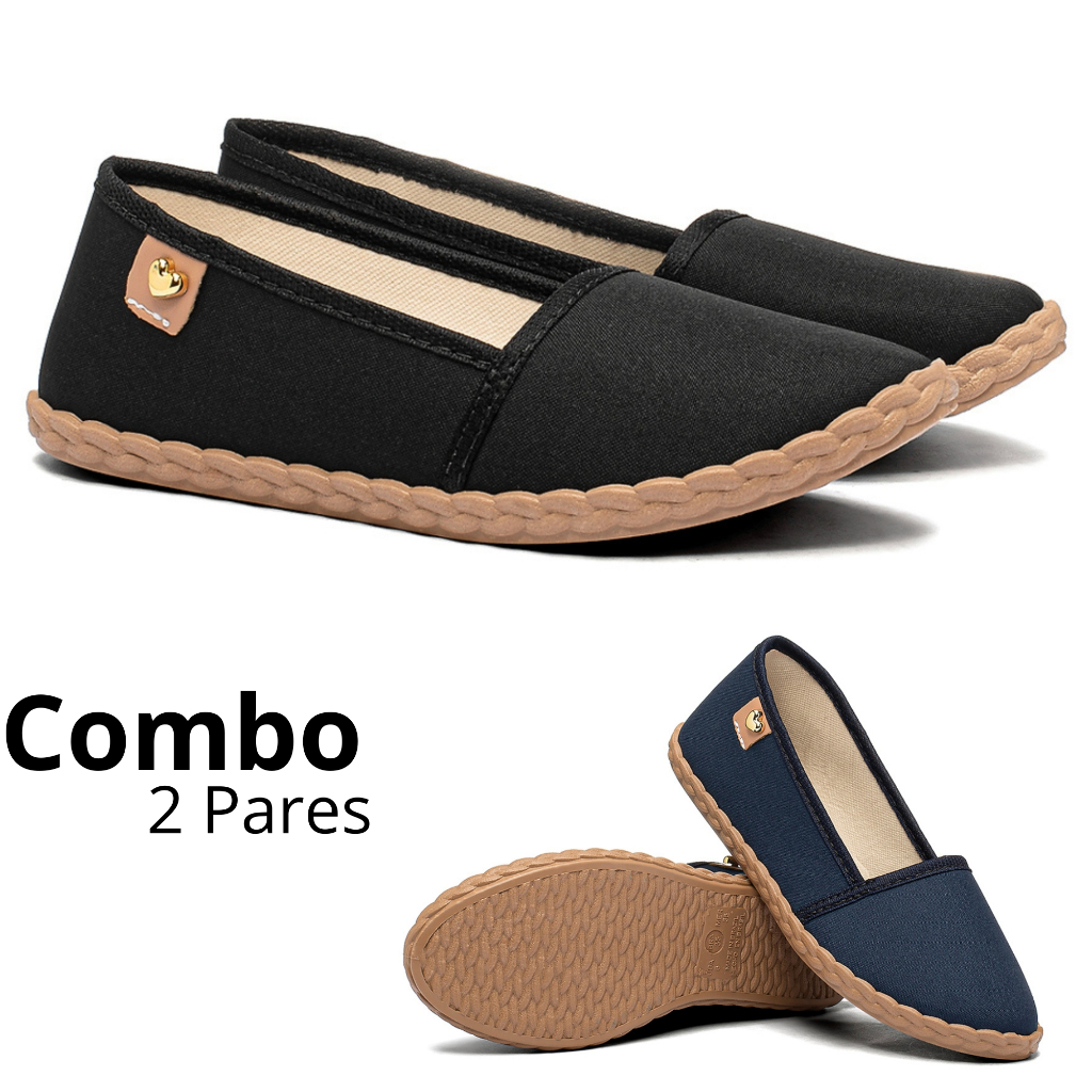 Combo 1 e 2 Pares Sapatilha Feminina Leve Antiderrapante Confortável