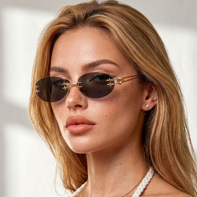 Óculos de Sol Oval Premium Exclusivo Tendencia Retro Blogueira Virginia Em Alta uv400 Feminino