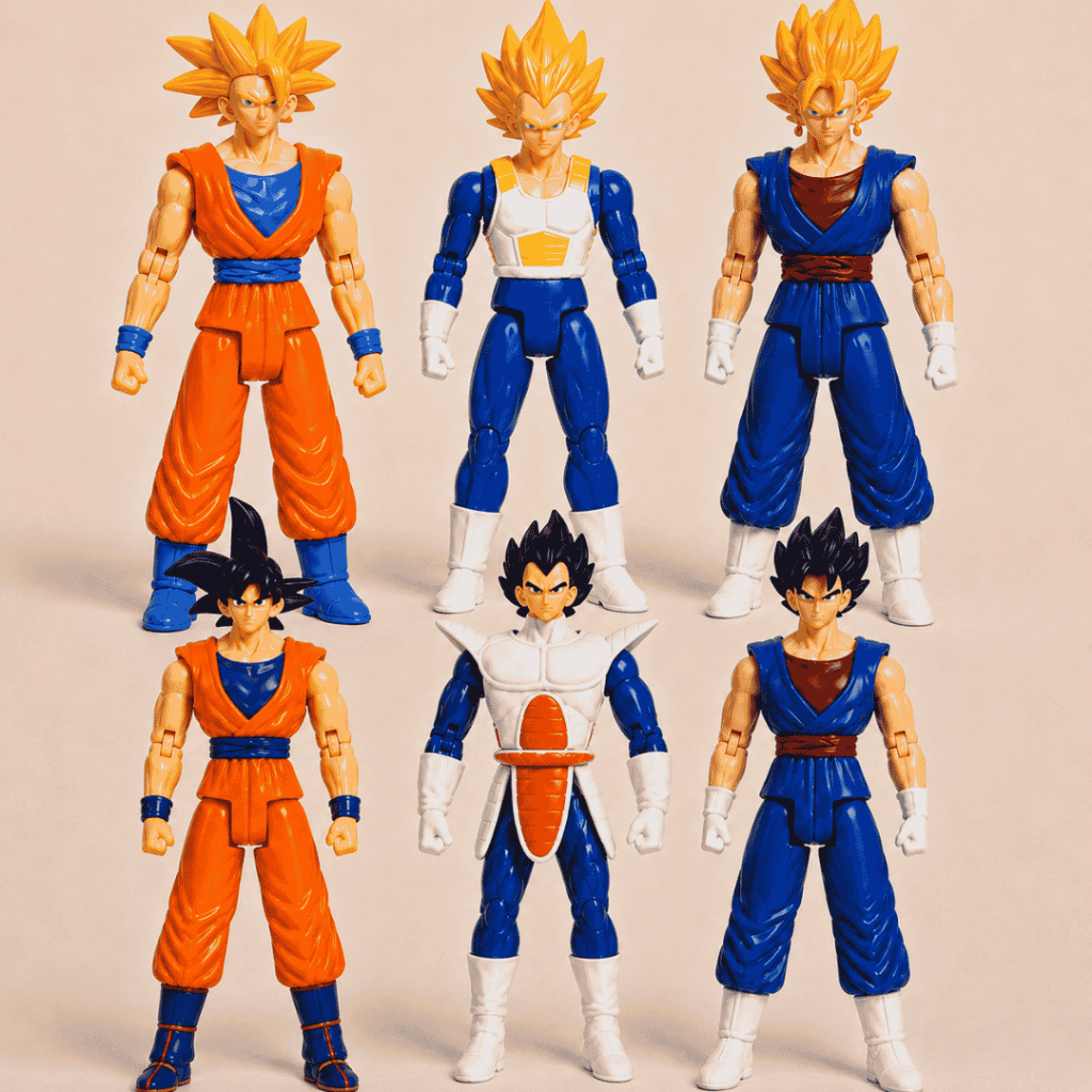 Kit 6 Bonecos Action Figure Goku Vegeta Vegetto Dragon Ball Z Articulados Colecionáveis