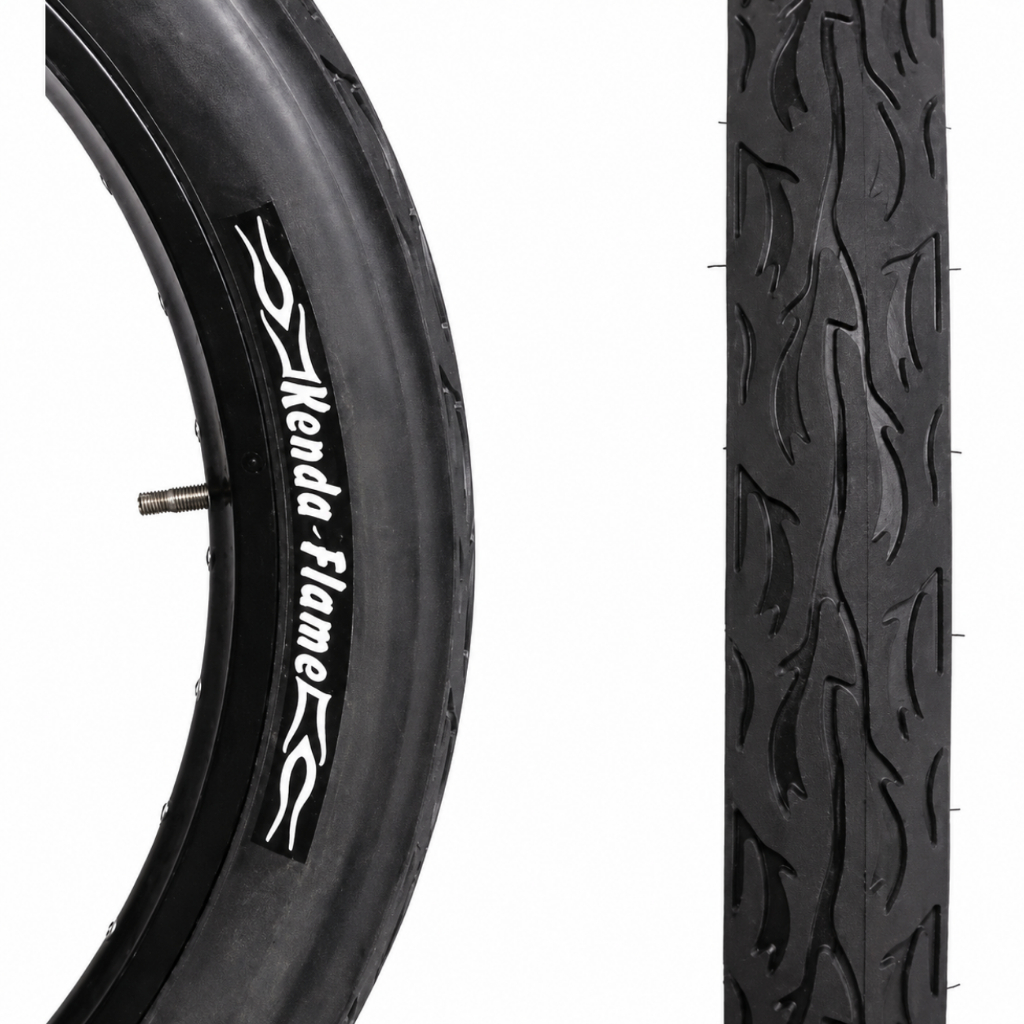 Pneu Kenda Flame K1008A Aro 26x2.125 Balão Slick Preto Bike MTB Urbana Wheeling E-Bike Freestyle Bicicleta Motorizada