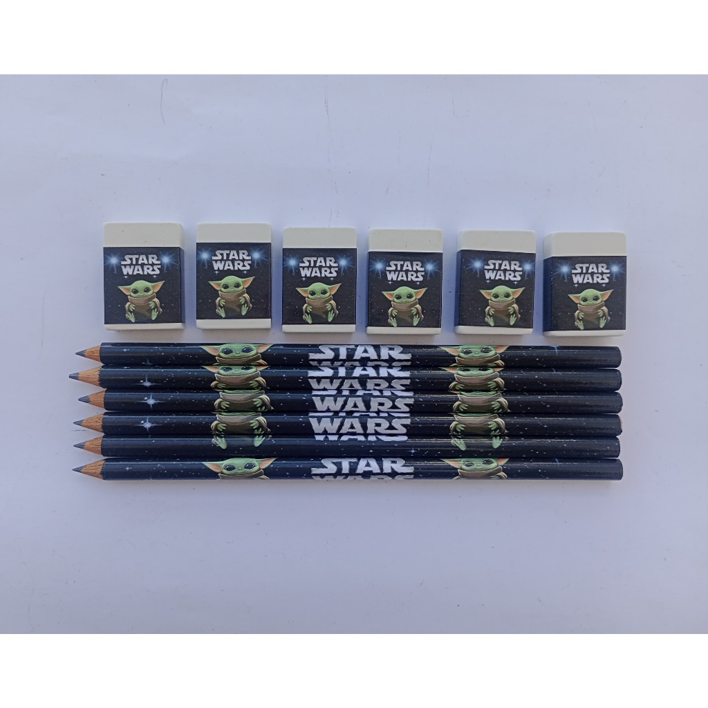 Kit Lápis com Borracha Personalizado BABY YODA - Lembrancinha BABY YODA - Festa BABY YODA