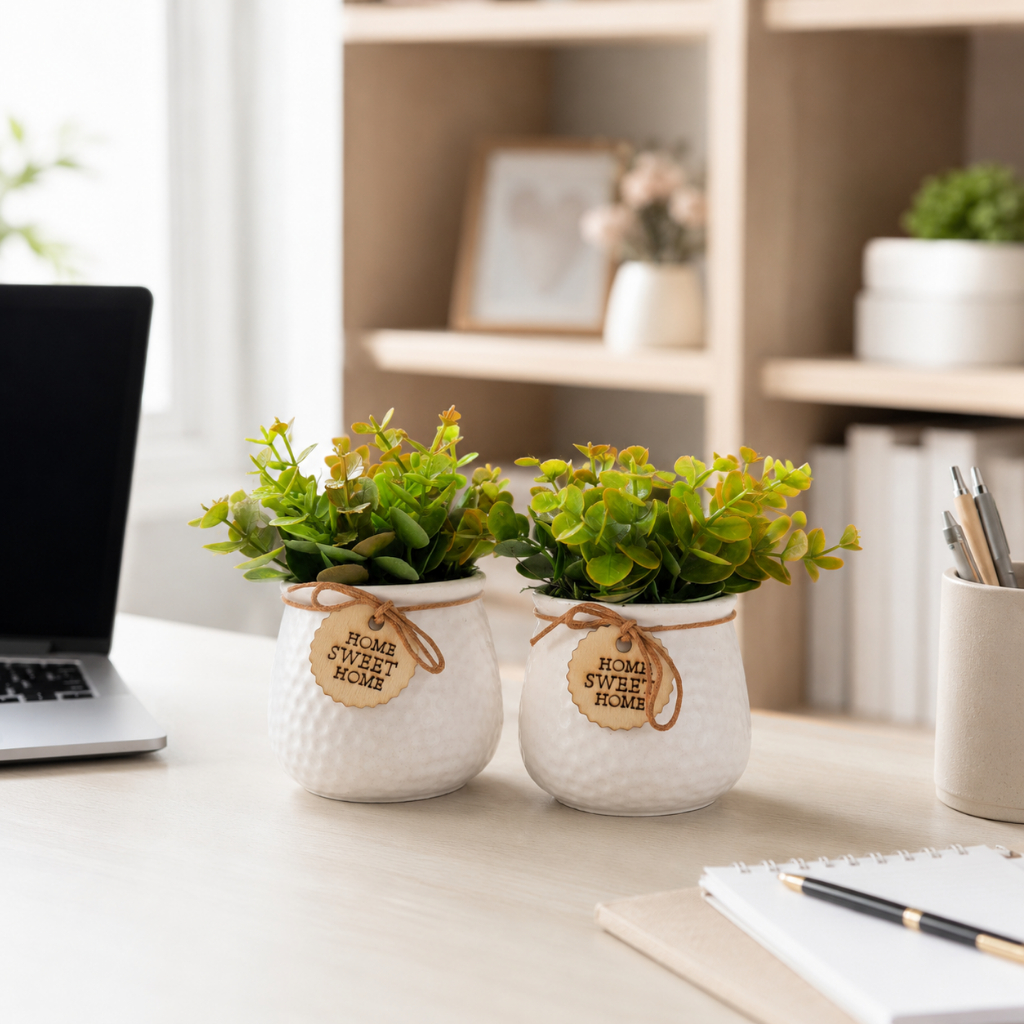 Conjunto vaso cerâmica branco planta corda laço cachepot decorativo sala rack moderno