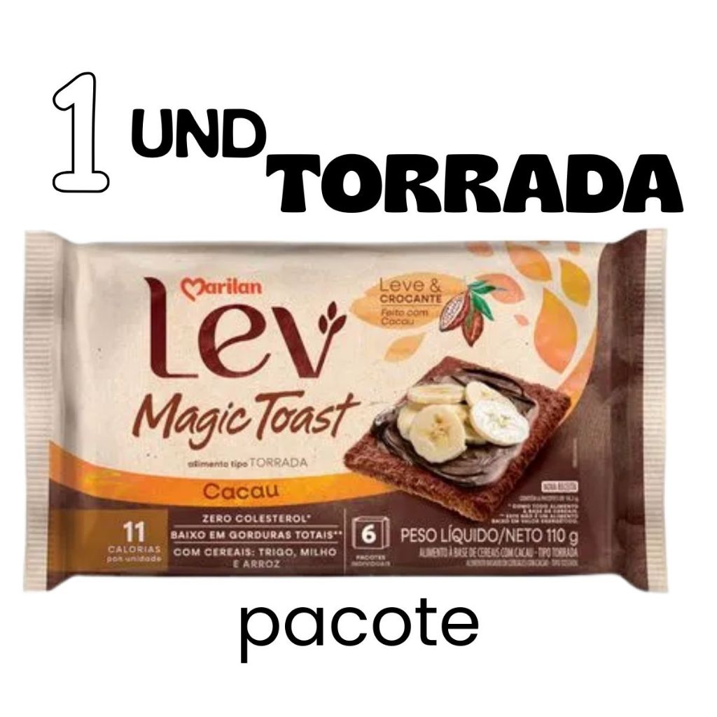 Pacote Marilan Lev Magic Toast Cacau 110g | Torrada Leve Crocante Zero Colesterol