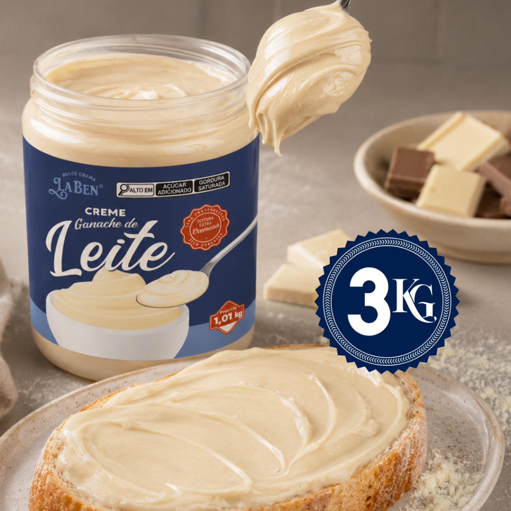 Creme Ganache De Leite La Ben 3kg chocolate branco - Doces no pote