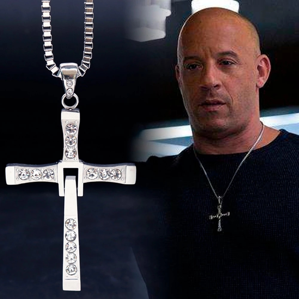 Colar Corrente Cruz Estilo Vin Diesel Dominic Toretto – Pingente Masculino Hip Hop Aço Inoxidável Velozes & Furiosos