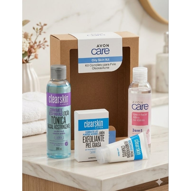 Kit Skincare Avon Clearskin + Avon Care Pele Oleosa E Cravos
