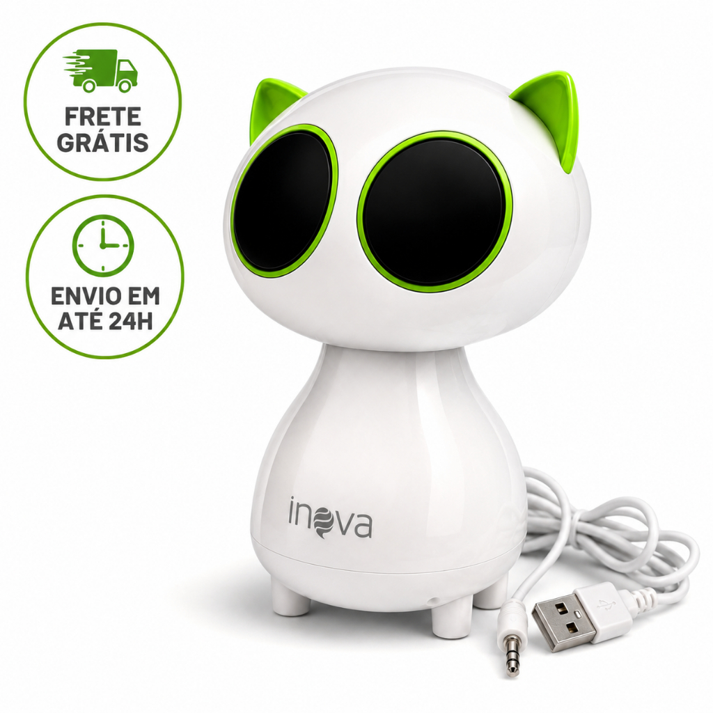 Mini Caixa De Som Gatinho Fofa USB P2 Presente Criativo Mesa Notebook PC Inova 3W