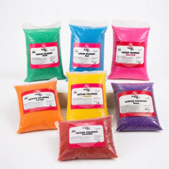 Kit 7 Açúcar Cristal Colorido Azul Vermelho Rosa Confeito Decoração Bolos Docinhos Festa Cupcakes