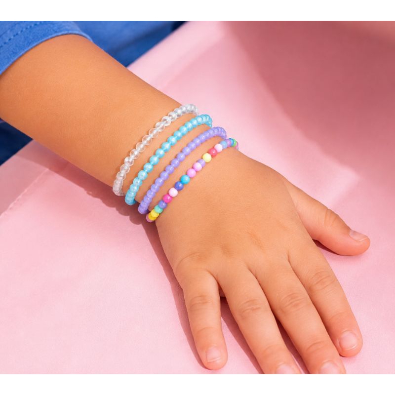 Pulseiras Brincadeira de Criança Pérolas 0.6mm Coloridas Fio Stretch Presente