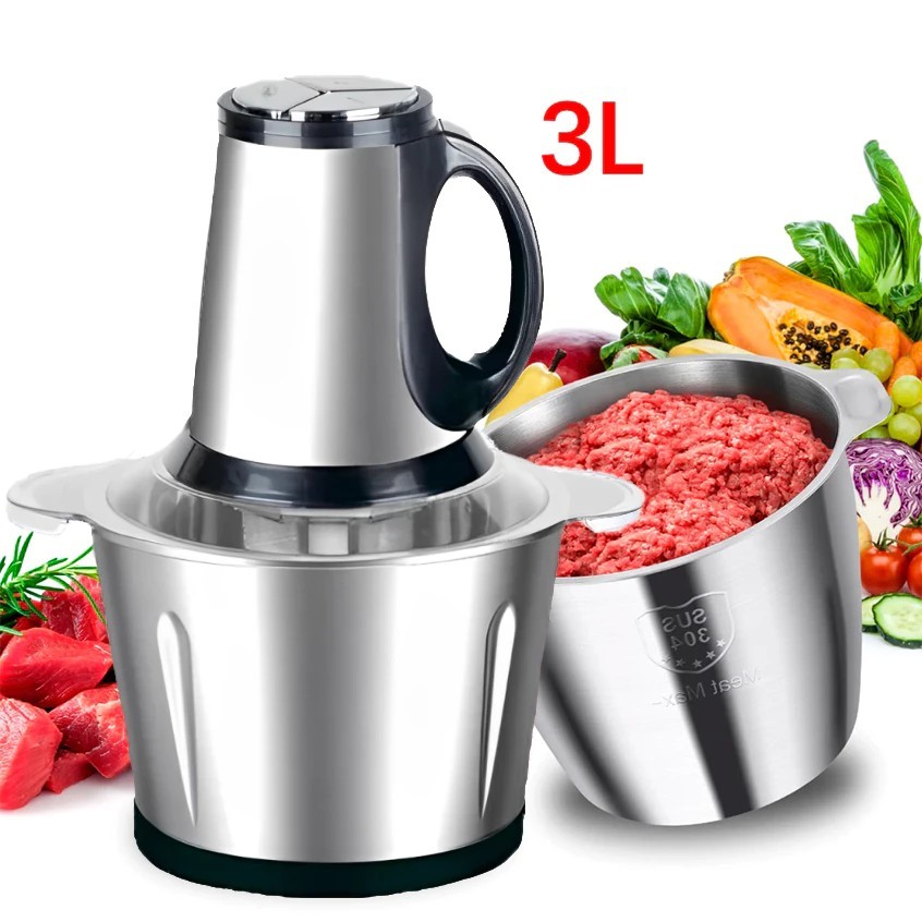 3 Litros Processador de Alimentos 3 Velocidades 110V - Picador Triturador de Carne Mixer Elétrico Cozinha