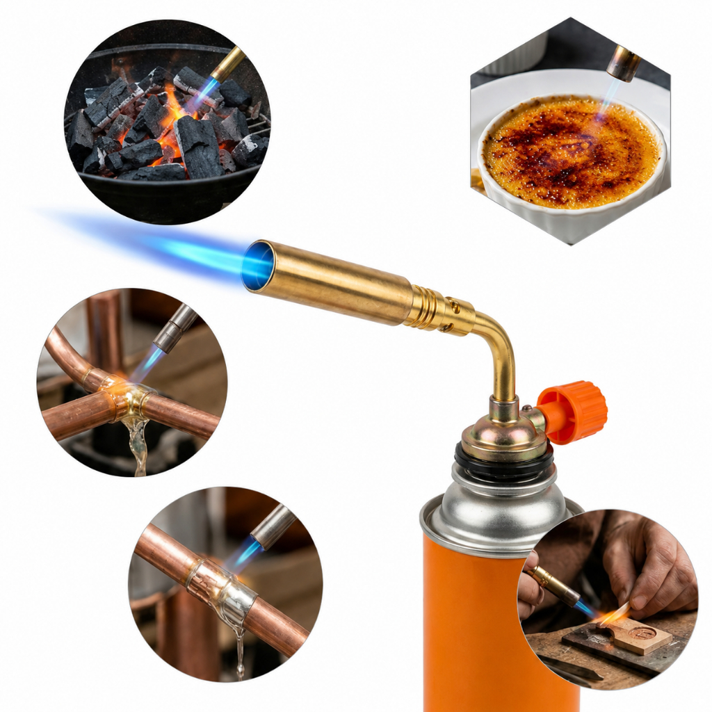 Bico Maçarico Fino Regulável Profissional Para Cartucho Butano 150mm Chama Ajustável