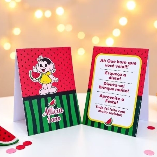 Kit Plaquinha de Agradecimento Magali - Centro de Mesa - Personalizados - Lembrancinha de Festa infantil - Decoração