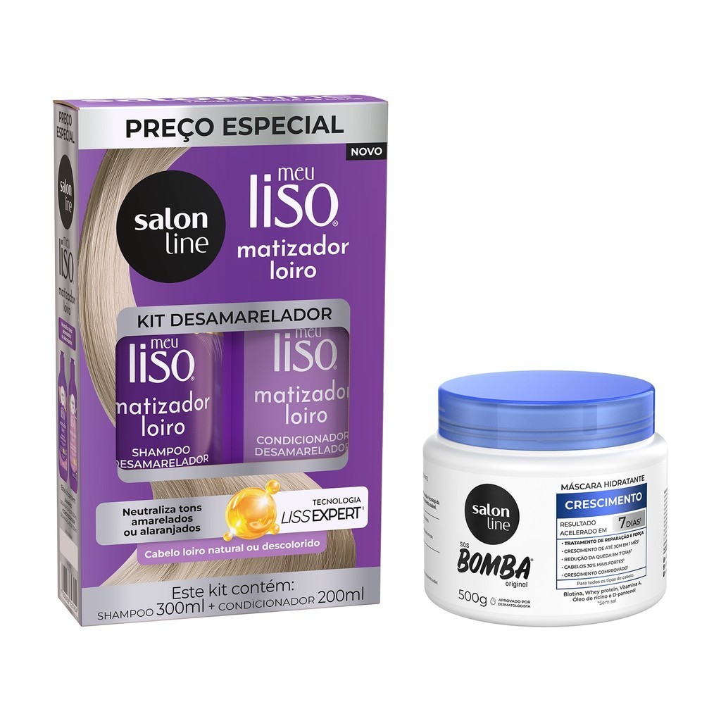Kit Meu Liso Matizador Loiro com Máscara de Hidratação