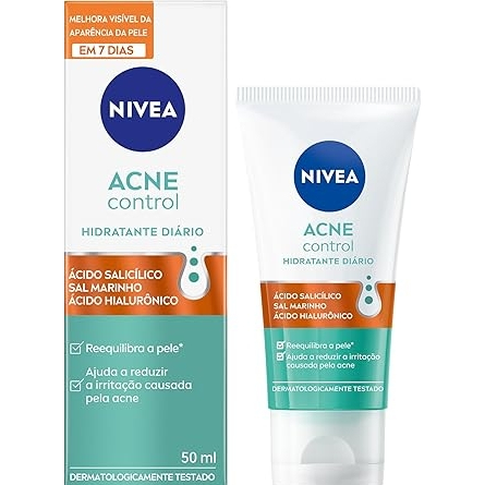 NIVEA Hidratante Facial Acne Control 50ml - Ajuda a combater 99% das bactérias causadoras da acne, controla a oleosidade