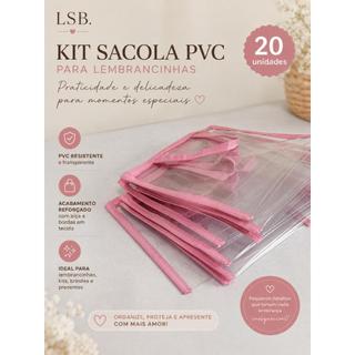 Kit Sacola PVC Transparente 20x20X5 cm | Lembrancinha Artesanal para Festas, Presentes e Eventos