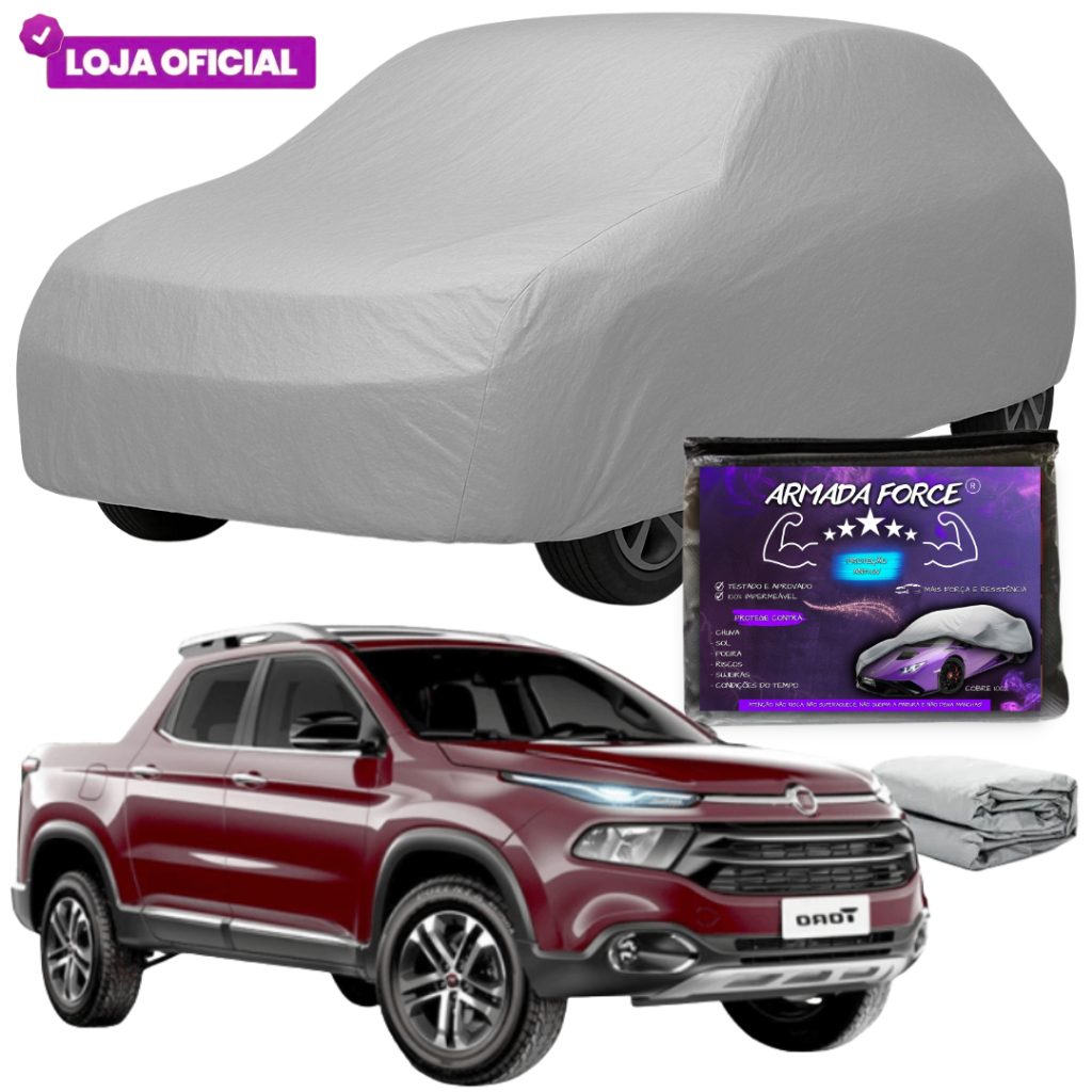 Capa Cobrir Carro FIAT Toro 100% Forrada Armada Force 100% Impermeável Protege Sol Chuva Poeira